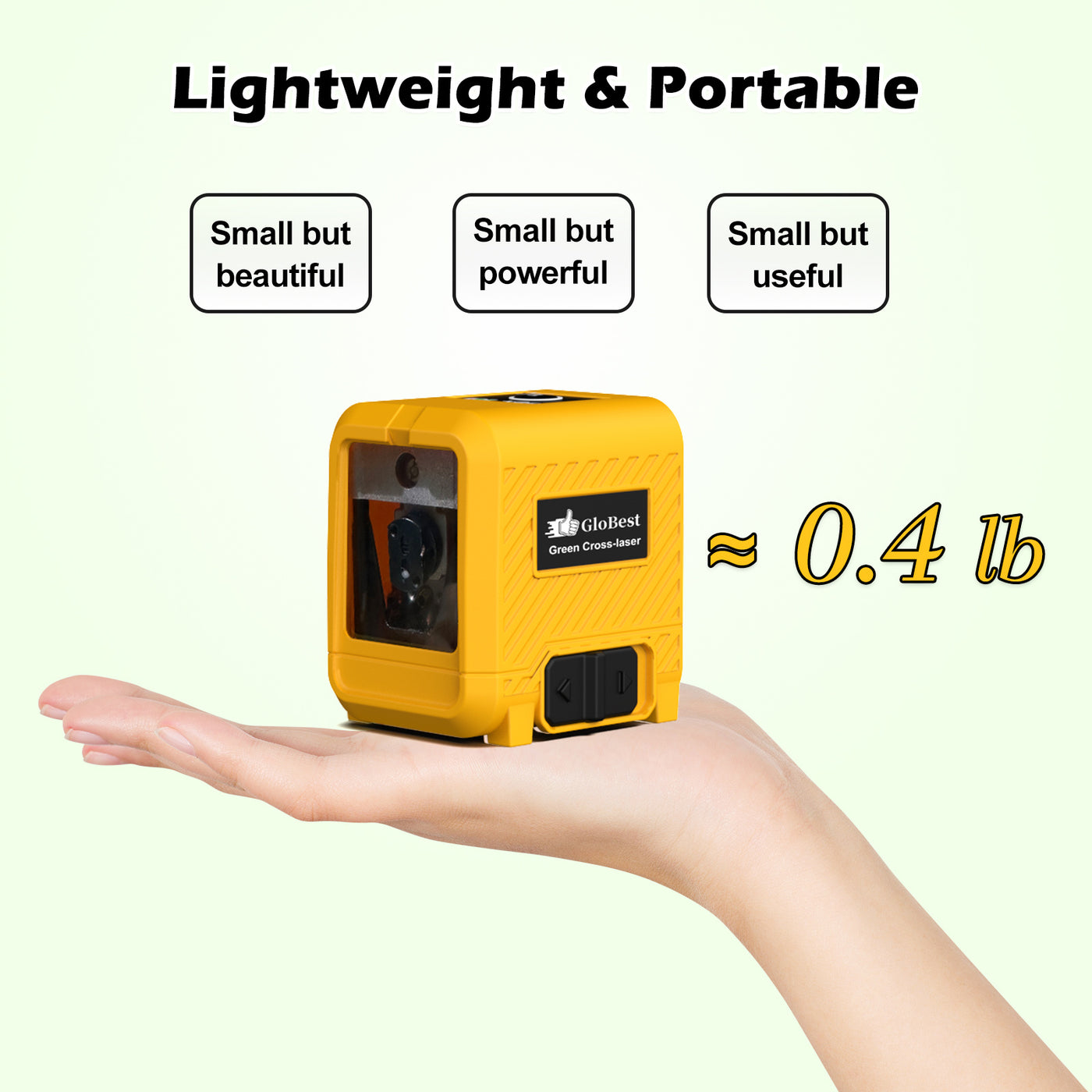 Laser Level, Rechargeable Lithium Battery Level Tool, Self-Leveling Green Cross Line Laser For Picture Hanging, Tiling, Home Renovation, Includes Folding Magnetic L-Bracket & Carry Pouch
