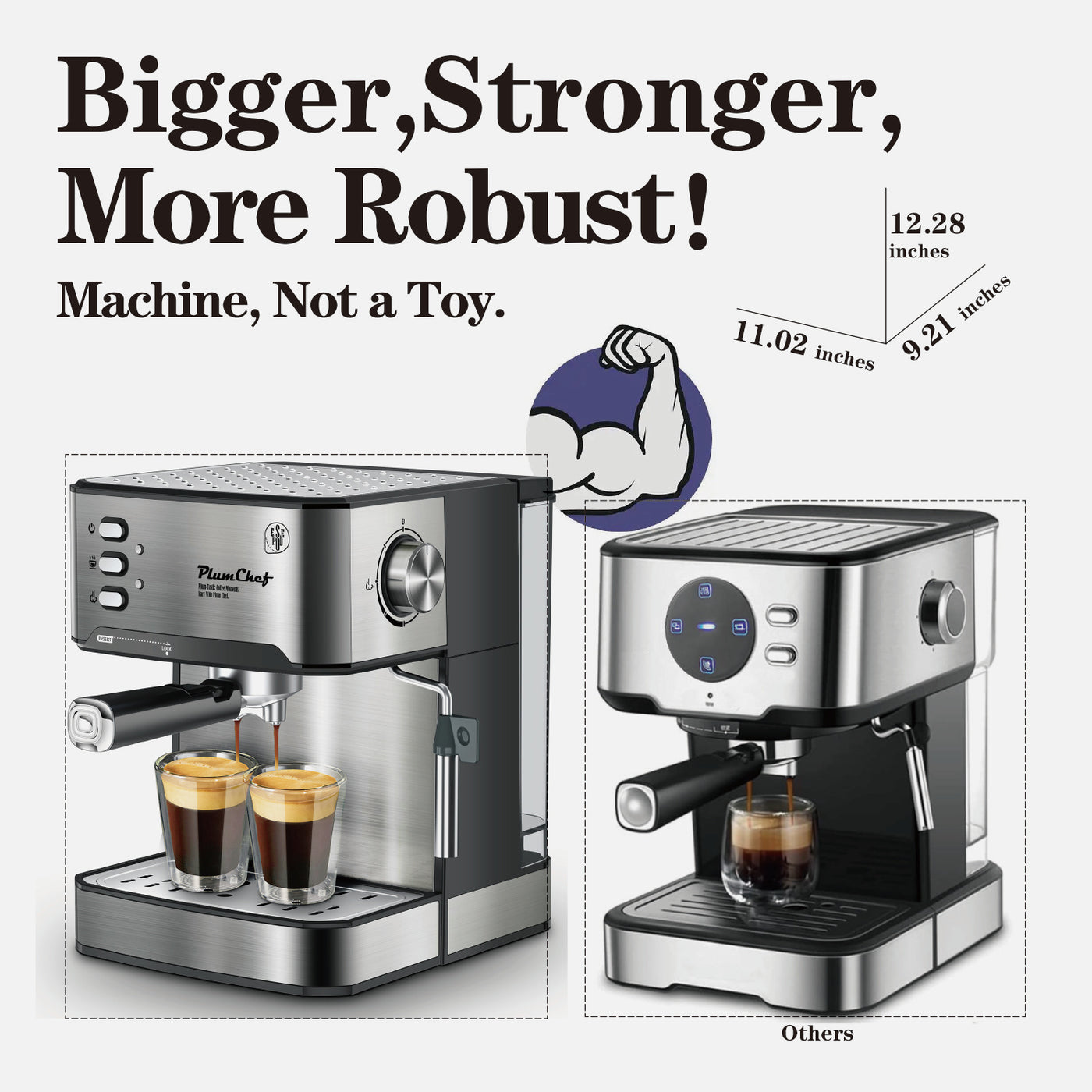 20 Bar Professional Espresso Machine With Milk Frother, Single & Double Shot, ESE Pod Compatible, Visual Display Of Pressure, Removable Water Tank For Cappuccino, Latte, Machiato For Home Barista