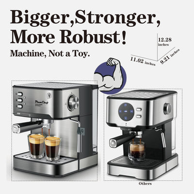20 Bar Professional Espresso Machine With Milk Frother, Single & Double Shot, ESE Pod Compatible, Visual Display Of Pressure, Removable Water Tank For Cappuccino, Latte, Machiato For Home Barista
